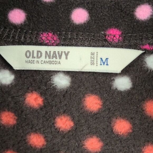Old Navy Brown Fleece Polka Dot Quarter Zip Pullover Women's Medium Sweatshirt - Picture 4 of 8